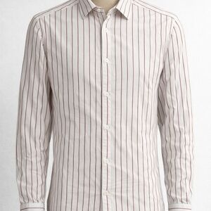 Zara Slim Fit Striped Button Down Shirt Men Size M Red White